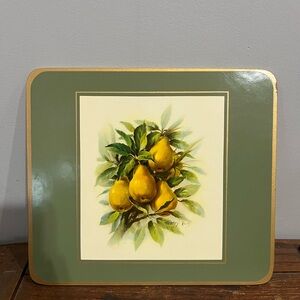 Vintage Pimpernel Acrylic Cork Back Pear Table Place Mat Kitchen Decor